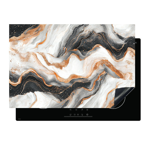 White/Gold Marble - Inductie Beschermer
